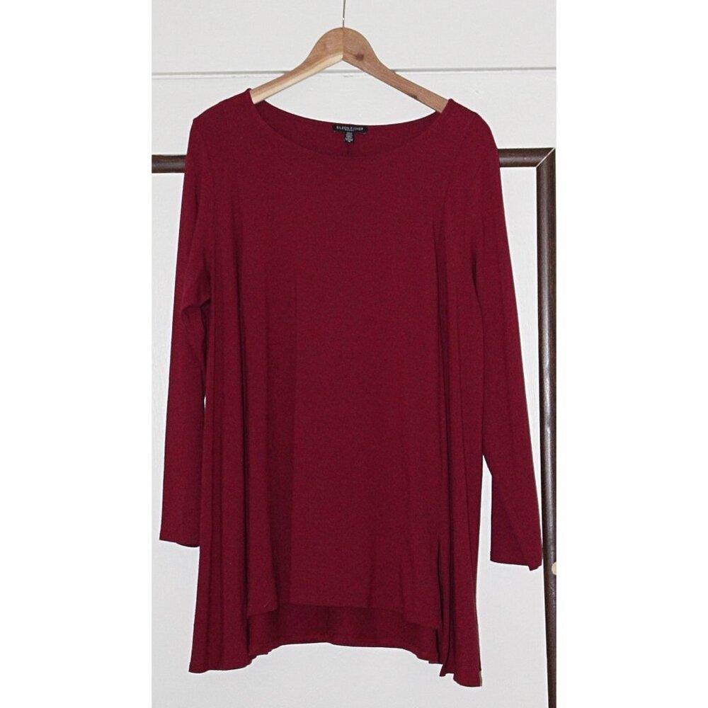Eileen Fisher - Bateau Neck, Step Hem Tunic in Cozy Viscose Jersey,, 1X - Picture 3 of 7